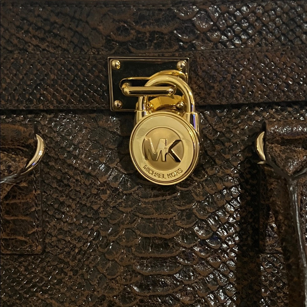 Michael Kors Brown Satchel with Gold Accents
